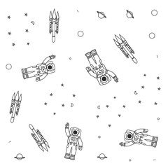 Wall Mural - pattern of astronauts suits with rockets and stars
