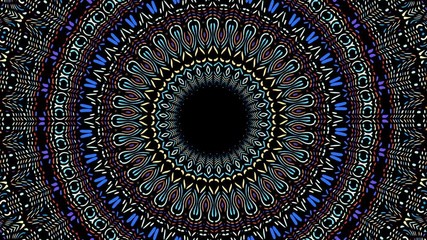 Poster - Spinning abstract magic circle. Mosaic mandala. Looping footage.