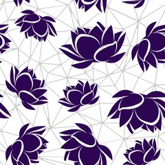 Wall Mural - Lotus flower seamless vector pattern