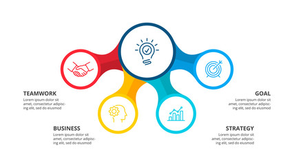 Poster - Flowchart infographic template with 4 steps or options. Vector business template for presentation.