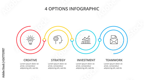 Leinwand Poster  Thin line flat circles for infographic