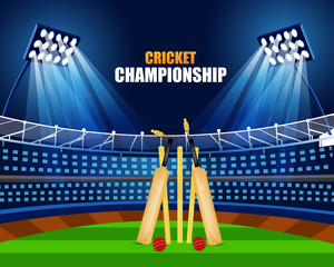 illustration of Cricket Cricket championship concept with showing match