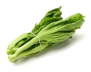 Fresh green mustard on white background