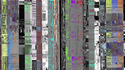 Poster - Abstract fast flickering texture with artifacts codec. Looping video interference footage. Imitation of a Datamoshing video.