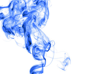 Blue smoke on white background