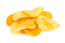 Potato Chips Isolated On White Background.