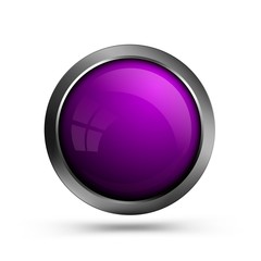 Poster - Web button is purple. Empty glass round shape button for ui and app. Vector ui design element.