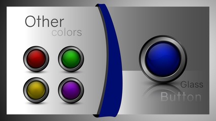 Poster - Set of glass buttons of different colors for web design. Ready buttons for the design of the interface software, app and games.