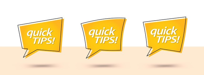 Poster - Quick tips, helpful tricks. Set of yellow trendy banners. Ready for use in web or print design.