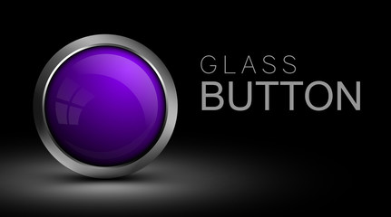 Poster - Trendy, glass, purple button for web interface. Vector element for web design and app.
