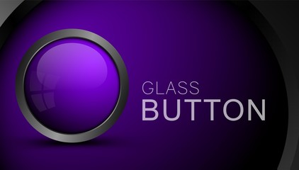 Poster - Glass purple blank button for web design. Button for the interface of apps and games.