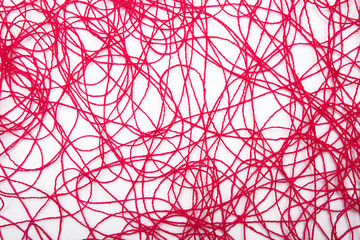 Wall Mural - red threads on white background