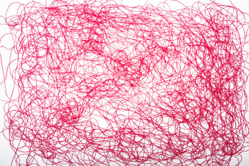 Wall Mural - red threads on white background