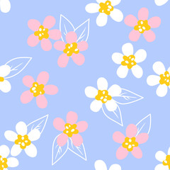 Wall Mural - vector simple leaf flowers cute set on white