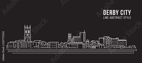 Fotografía Cityscape Building Line art Vector Illustration design - derby city
