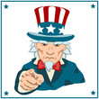 Uncle Sam wants you, points his finger isolated on white background.