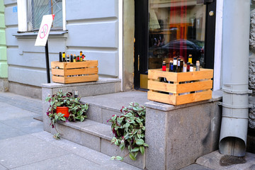 Summer cafe on the street of St. Petersburg