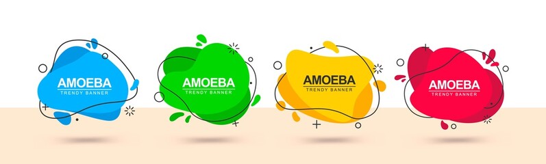 Poster - Set of trendy multicolored banners of liquid form and with black outline around. Vector modern banners for advertising, marketing, business and for use in web direction.