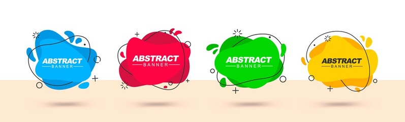Poster - Abstract trendy flat banners of blue, red, green, yellow color. Modern banners for use in advertising, marketing and web direction.