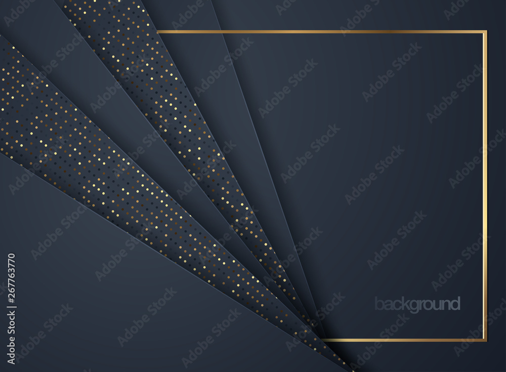 Abstract 3d background with black paper layers. Vector geometric ...