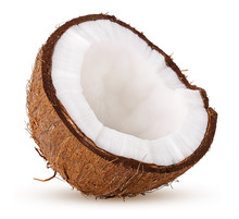Half Coconut Isolated On White Background Clipping Path