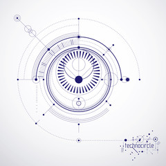 Poster - Engineering technology vector wallpaper made with circles and lines. Technical drawing abstract background.