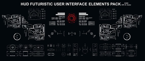 Poster - HUD elements mega set pack. Dashboard display virtual reality technology screen. Futuristic user interface.