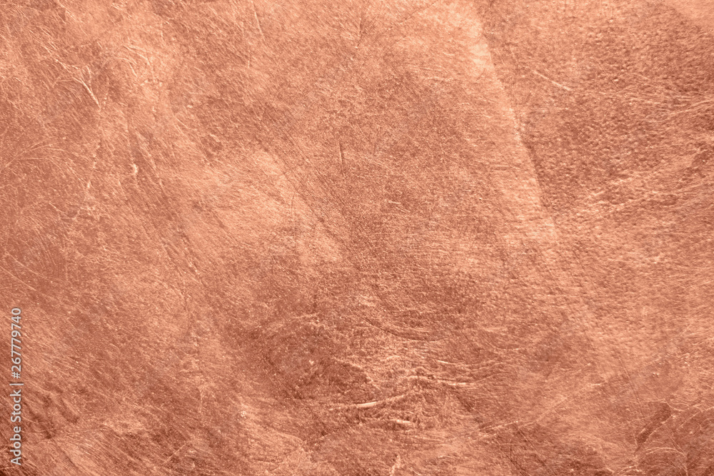 Abstract brushed copper surface metallic texture. Retro background - obrazy, fototapety, plakaty 