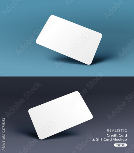 Fotografía A realistic business credit / gift card placeholder mockup stationary layout with shadow effects