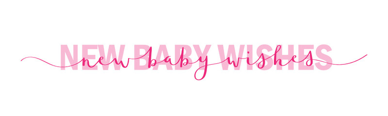 Canvas Print - NEW BABY WISHES pink brush calligraphy banner with swashes