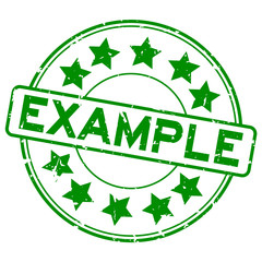 Wall Mural - grunge green example word with star icon round rubber seal stamp on white background
