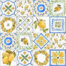 Watercolor Ornament Square Vector Pattern