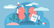 Nephrology vector illustration. Flat tiny kidney healthcare persons concept