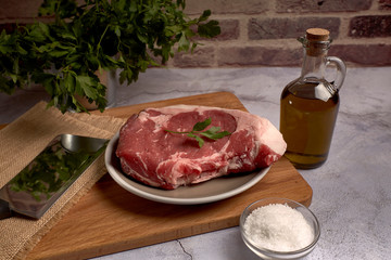 red veal chop on a plate