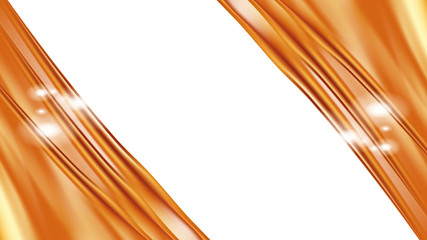 Poster - Orange golden flowing liquid vector abstract background. Streams of oil, honey or fluid on light background with white element. Template for cosmetic or sale banner or flyer.