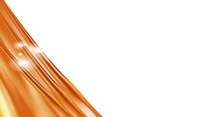 Poster - Orange golden flowing liquid vector abstract background. Streams of oil, honey or fluid on light background with white element. Template for cosmetic or sale banner or flyer.