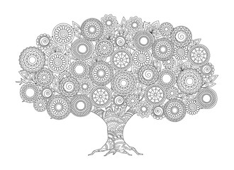 zen patterned apple tree with mandalas