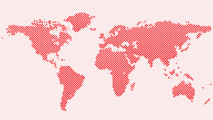 Poster - Halftone world map background - vector graphic design with circles