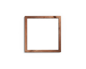 Old wooden frame mockup 1x1 square on a white background. 3D rendering.