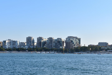 Evening city landscape on the Black Sea coast, Gelendzhik city, Russia