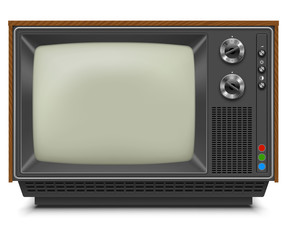 Retro TV-set Front View with Blank Screen