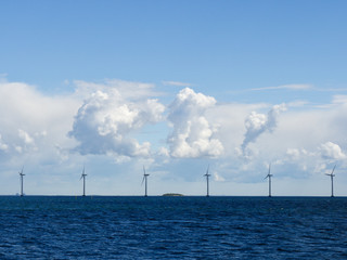 Wall Mural - Offshore wind turbines on the coast of Copenhagen in Denmark 