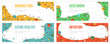 © nutalina - Banners collection with icons of organic food. Hand drawn modern nutrition concept. Food banner template