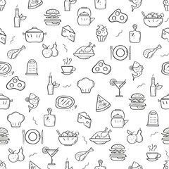 Wall Mural - line style nutrition pattern. doodle seamless background. the modern and light pattern is ideal for 