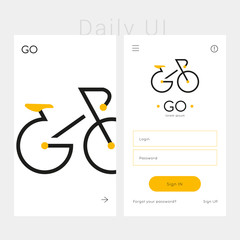 Wall Mural - app design template with bicycle. concept minimalism interface design. logo design 