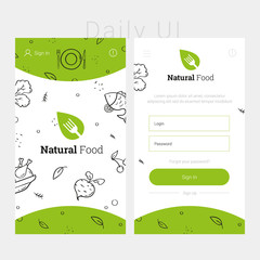 Wall Mural - green app design template of natural food. concept food interface design. modern flat design templat