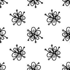 Poster - Seamless pattern Hand Drawn flower doodle. Sketch style icon. Decoration element. Isolated on white background. Flat design. Vector illustration