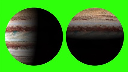 Wall Mural - jupiter planet's solar day. the giant gas planet rotating and phase of jupiter on green screen