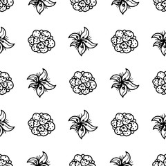 Poster - Seamless pattern Hand Drawn flower doodle. Sketch style icon. Decoration element. Isolated on white background. Flat design. Vector illustration