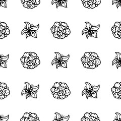 Poster - Seamless pattern Hand Drawn flower doodle. Sketch style icon. Decoration element. Isolated on white background. Flat design. Vector illustration